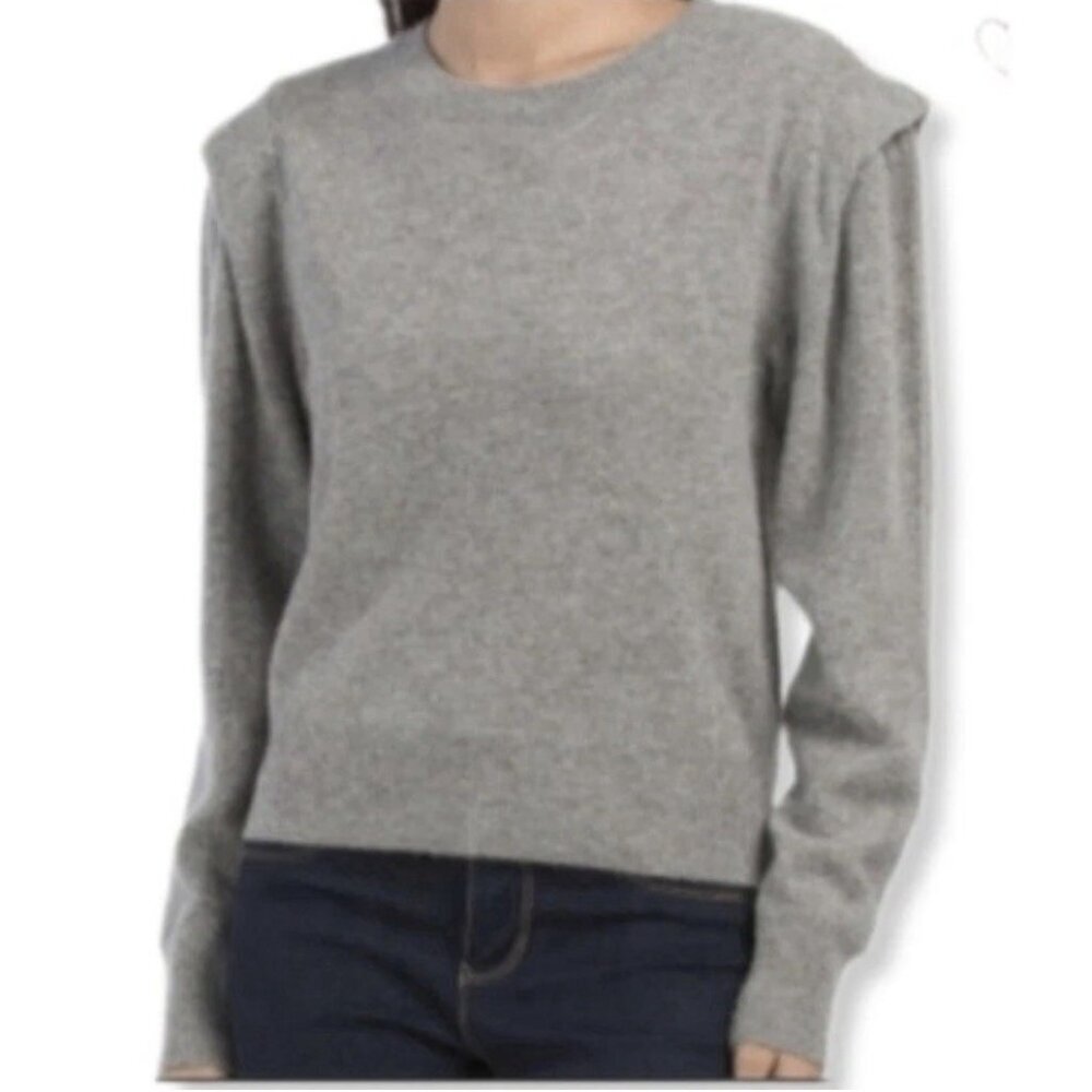 House Of Harlow 1960 100% Cashmere Gray Puff Shoulder Sweater jumper size Small